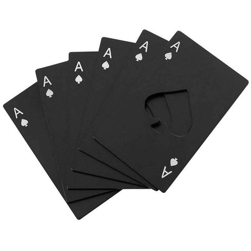 Famgee Wine Bottle Opener Stainless Steel Credit Card Size Casino Beer Bottle Opener Cap Opener for Your Wallet Wedding Party Groomsmen Bridesmaid Gifts 6 Pcs (Black) - Image 1